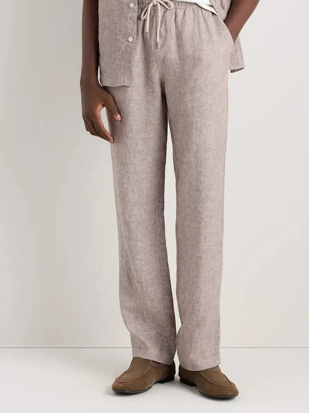 Quince Wide-Leg Drawstring Pants in Taupe